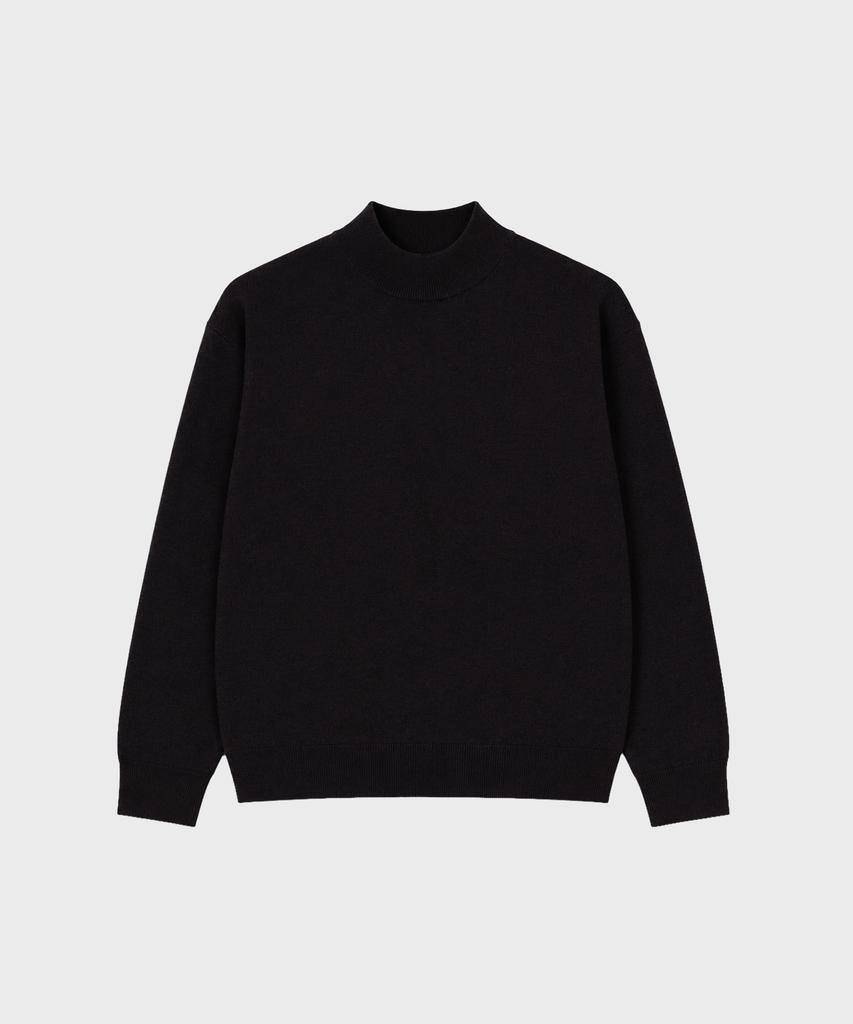 WORK ON BODY OFF Kor Semi-Overfit Mock Neck Knit [Black]
