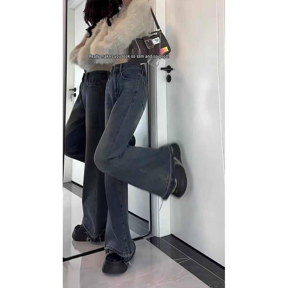 Plus Size Retro Flared Jeans for Women - American Street Style, Autumn & Winter Collection