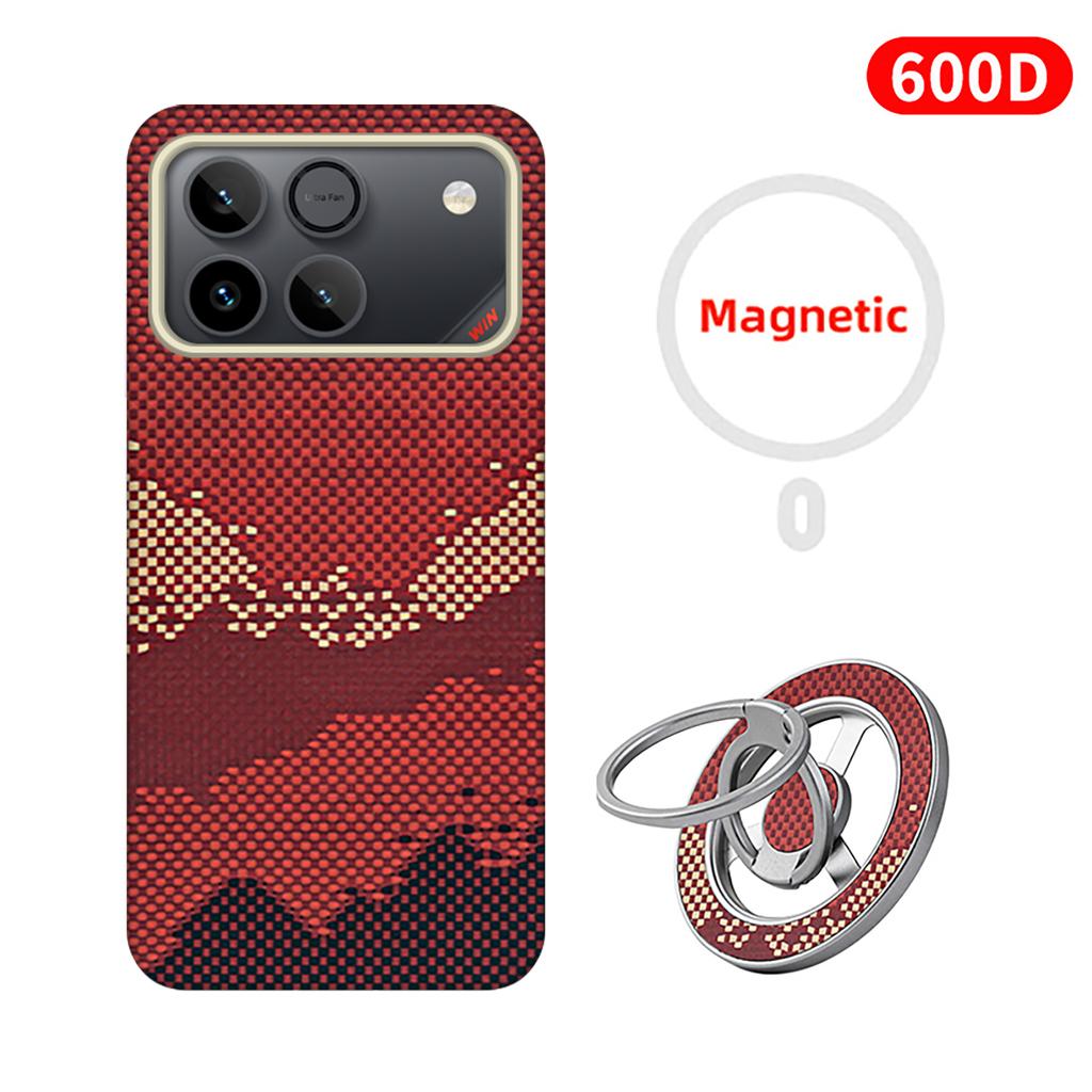 600D Real-thin Carbon Fiber Phone Case for Honor Win/Win RT Case Aramid Fiber Fabric Thinhard Magnetic Black Slim Light Red Case