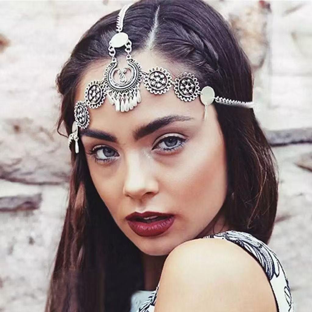Bohemian Headdress: Retro Hair Accessories & Exotic Forehead Chain for Fairy Weddings & Ancient Costumes