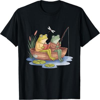 Book Shirt Frog Toad Fishing Vintage Book Frog T-Shirt