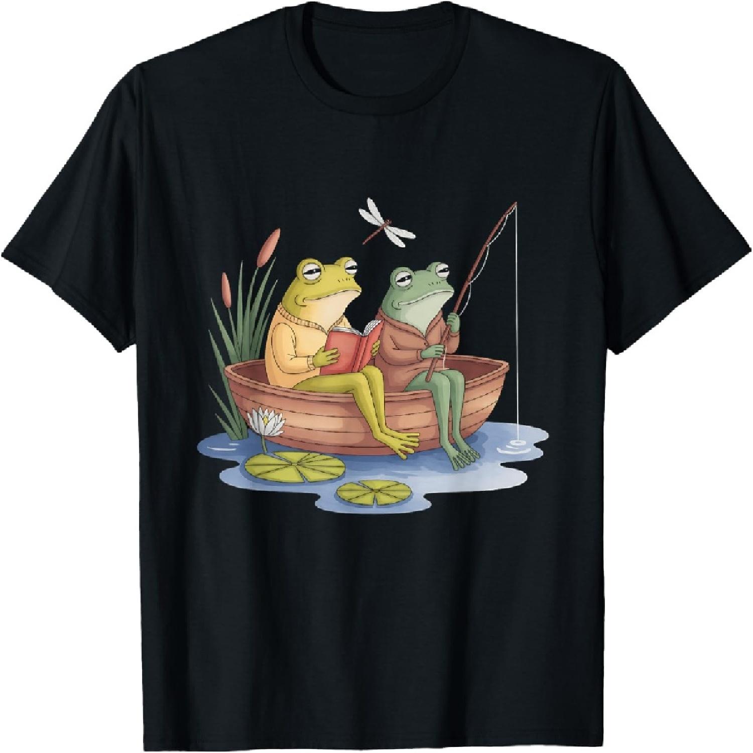 Книга Рубашка Лягушка Жаба Рыбалка Винтажная Книга Лягушка Футболка S