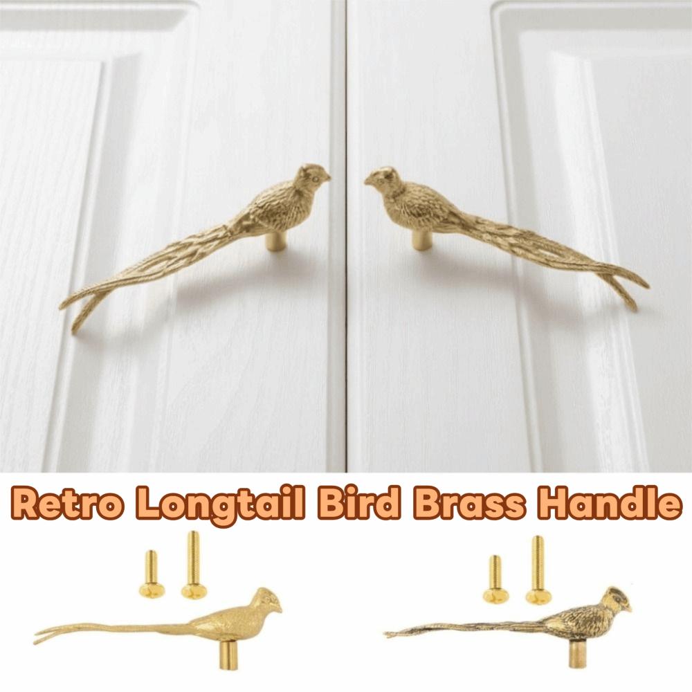 Oiseau à longue queue Rétro Poignée en Laiton Quincaillerie de Meubles Vintage Boutons de Porte d'Armoire Poussoir-Tireur Trou Unique Poignées de Tiroir d'Armoire