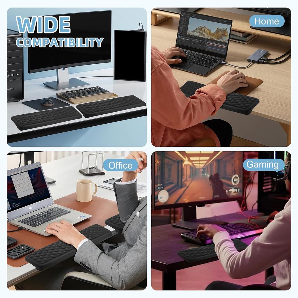 Elbow Pad for Desk, 2 Pack Memory Foam Keyboard Wrist Rest for L-Shaped Desk, Non-Slip Wrist Rest for Computer Keyboard, Elbow Pads for Office Home