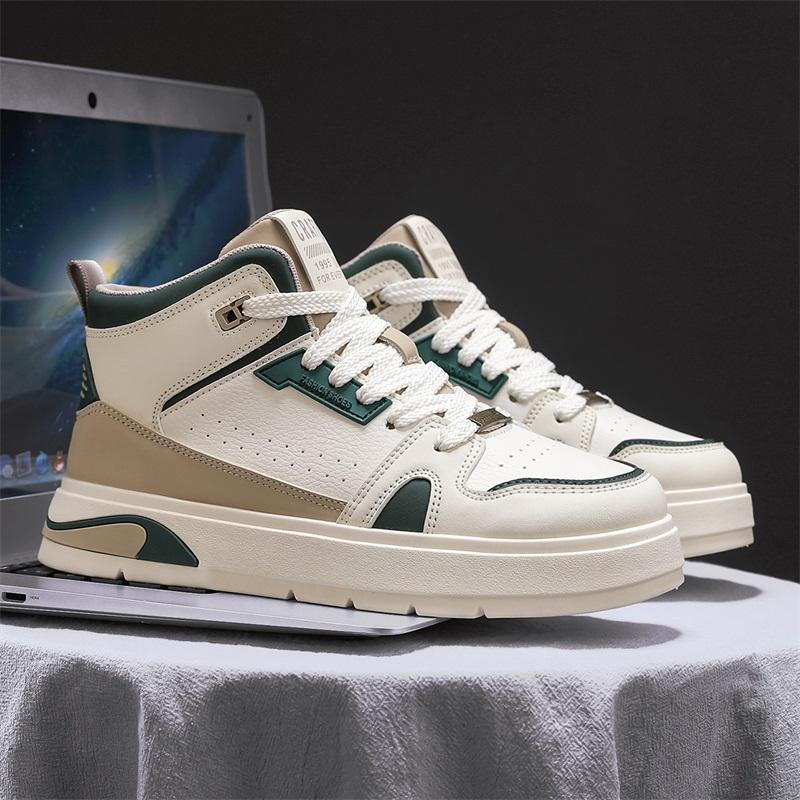 Heightening Height Increase 8cm Split PU Leather Leisure Designer Shoes New High Top Skateboard Shoes Casual Men Sneakers