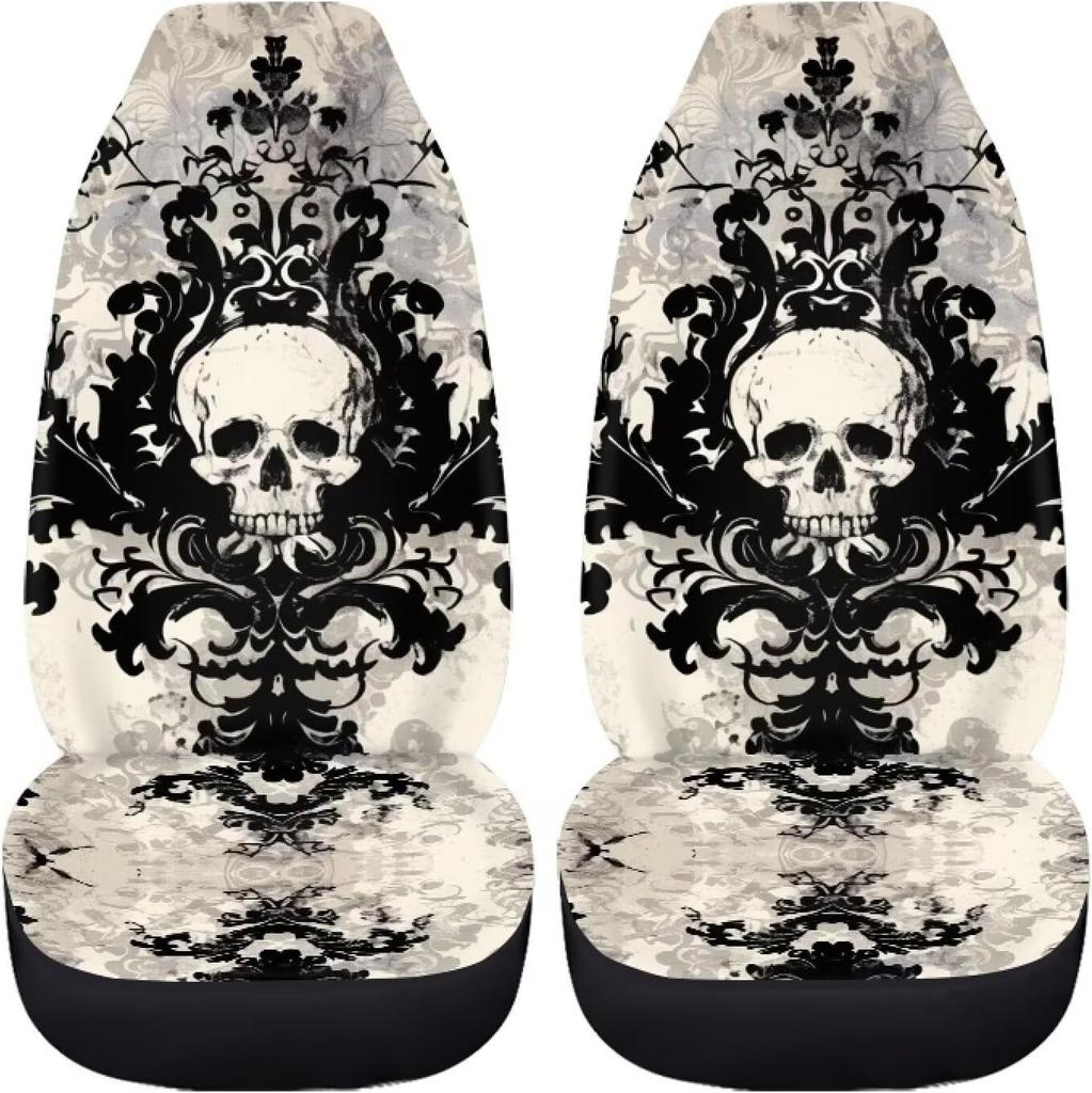 Gothic Skull Car Seat Covers Front Seat Protectors Automotive Seat Covers For Cars Trucks And Suvs Set Of 2 Auto