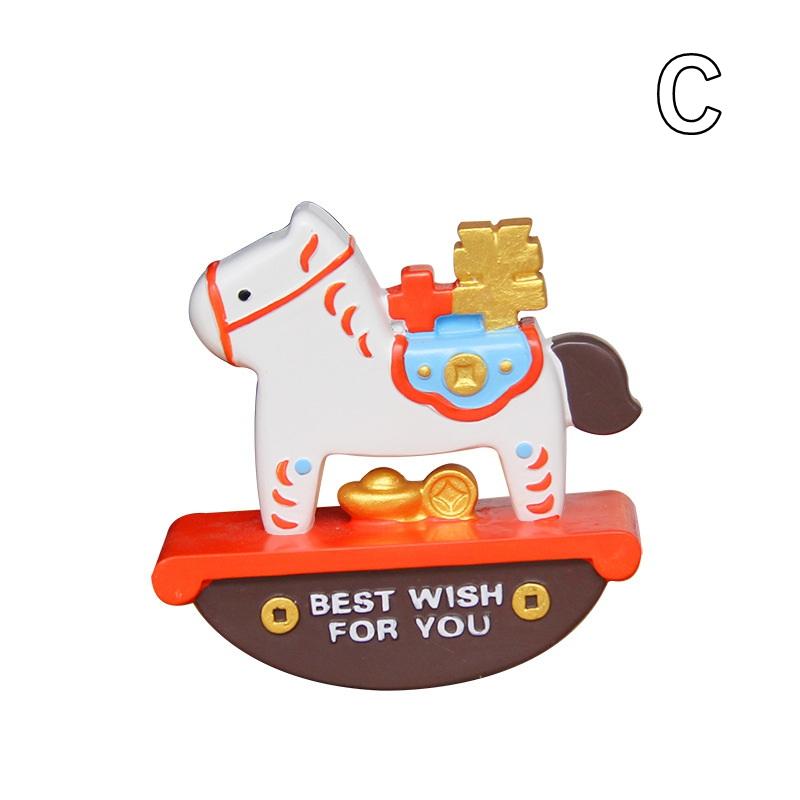 

Cartoon Zodiac Horse Ornaments Handcrafted Shakable Zodiac Horse Decoration Year Of The Horse DIY Craft Rocking Horse Figurine