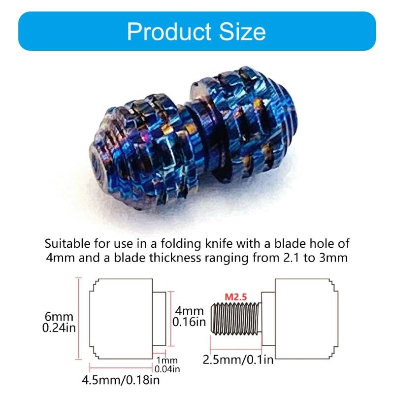 Precise Machined Fold Knivies Thumb Studs Corrosion Resistant Titaniums Damascus Pins Compatible for 2.1-3MM Blade Thickness