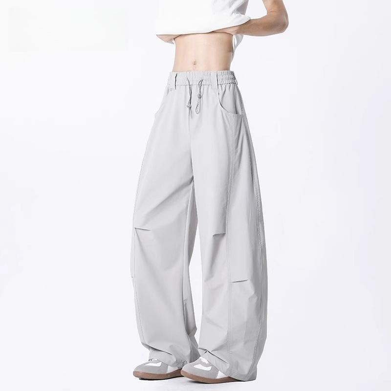 American straight pleated jazz casual pants men and women loose couple tooling wide-leg paratrooper pants sports scimitar trousers