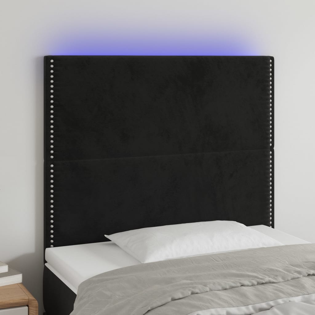 Vidaxl Zagłówek Do Łóżka Z Led, Czarny, 100X5X118/128 Cm, Aksamit