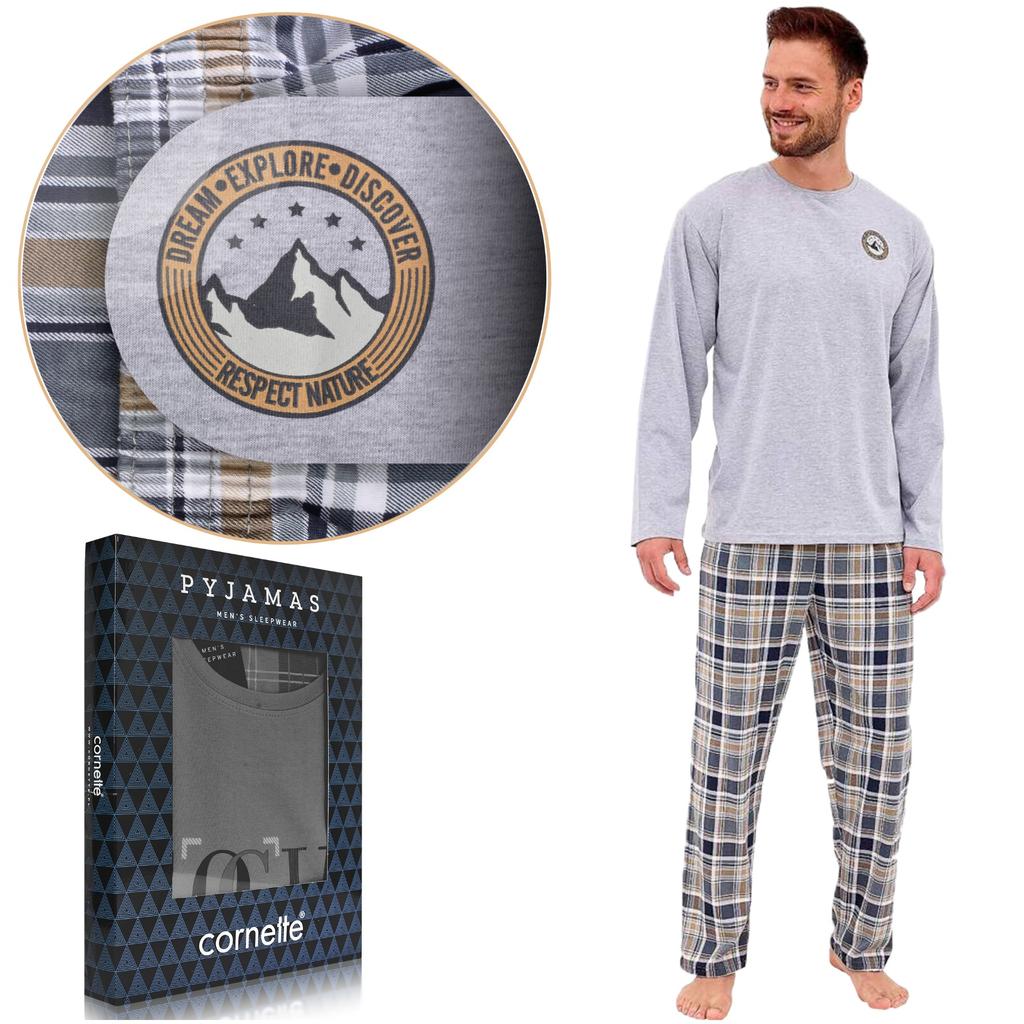 Cornette Men's EXPLORE Cotton Gray Pajamas