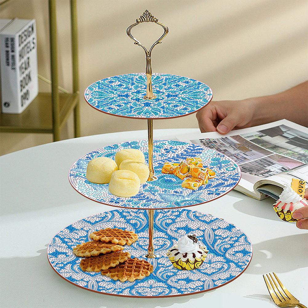 3-Tier Mandala Diamond Art Cake Stand Kit Acrylic Diamond Art Tray for Weddings Birthdays Thanksgiving Elegant Table Decor