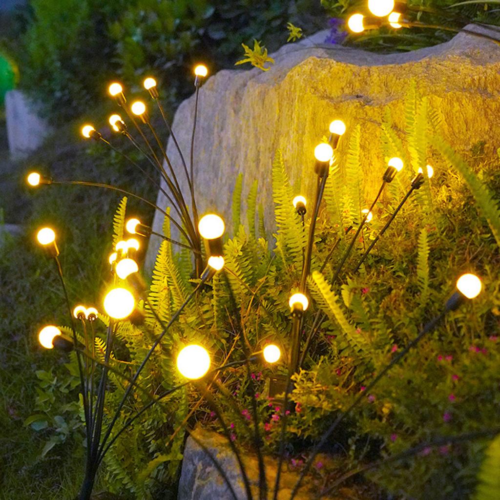 Solar firefly warm light 6-head ground lamp 4 packs Fireflies Ground Lights Firefly Solar Lights