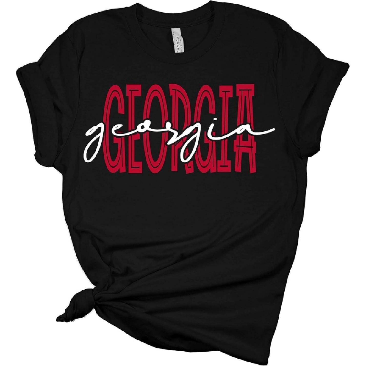Womens Football Team Color Georgia Cursive Unisex Fit Short Sleeve T-Shirt S