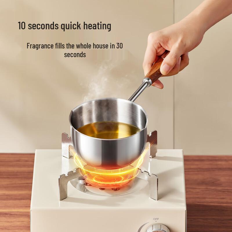 BEAR 304 Stainless Steel Hot Oil Pouring Pot with Wood Handle