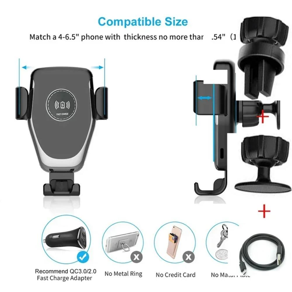 Wireless Charging Phone Car Holder Charger for IPhone 17 16 15 14 13 12 Pro Max XR Samsung Xiaomi Fast Car Wireless Chargers