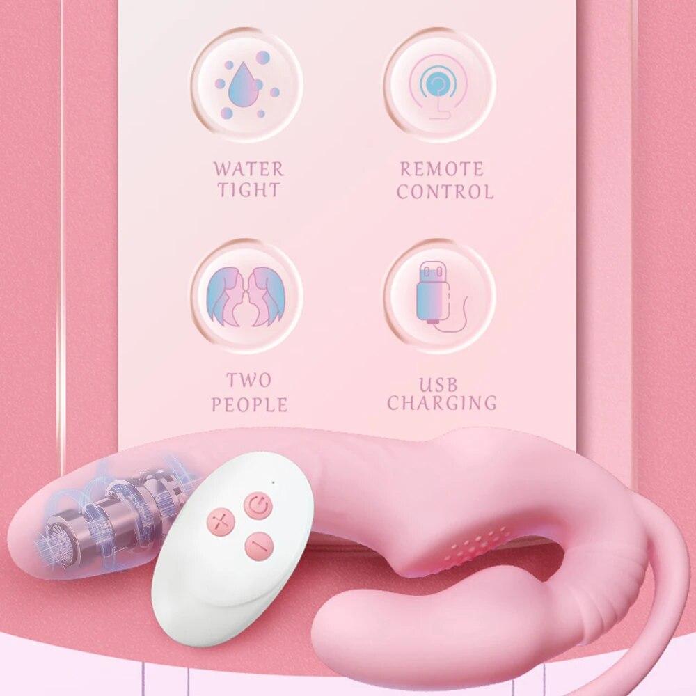 Trägerloser Umschnalldildo, Vibrator, Analplug, Massagegerät, Lesben, 3-in-1-Vibrator, G-Punkt, stimuliert die Klitoris, Sexspielzeug für Paare