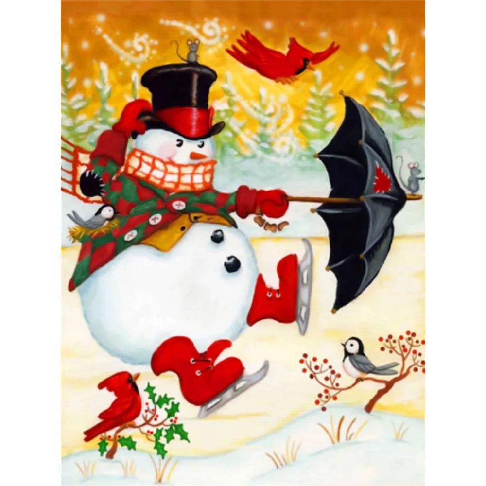 Elmas Boyama Sanatı Tam Matkap Kardan Adam Elmas Boyama El Yapımı Karlı Gün Diy Elmas Mozaik Resim Ev Dekorasyon Noel Hediyesi