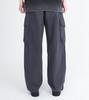Beoteunseoul Washed Drawstring Banding Side Pocket Cargo Curved Cotton Pants (Gray)