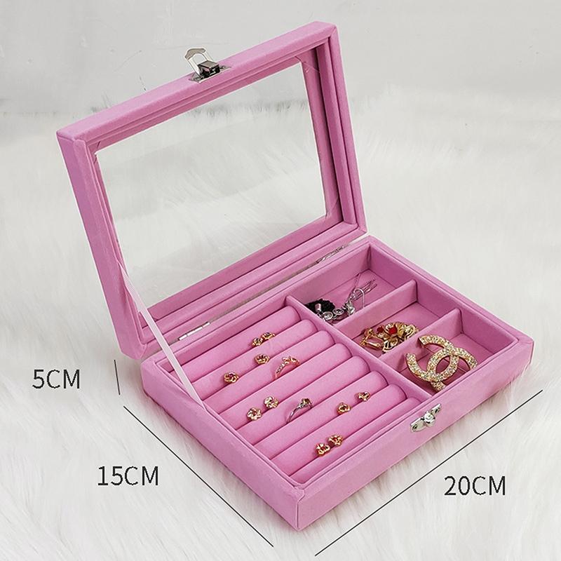 Caja de Almacenamiento de Joyas de Gran Capacidad con Ventana Transparente, Simple y de Alta Gama, Caja de Exhibición para Almacenamiento de Anillos, Collares y Joyas