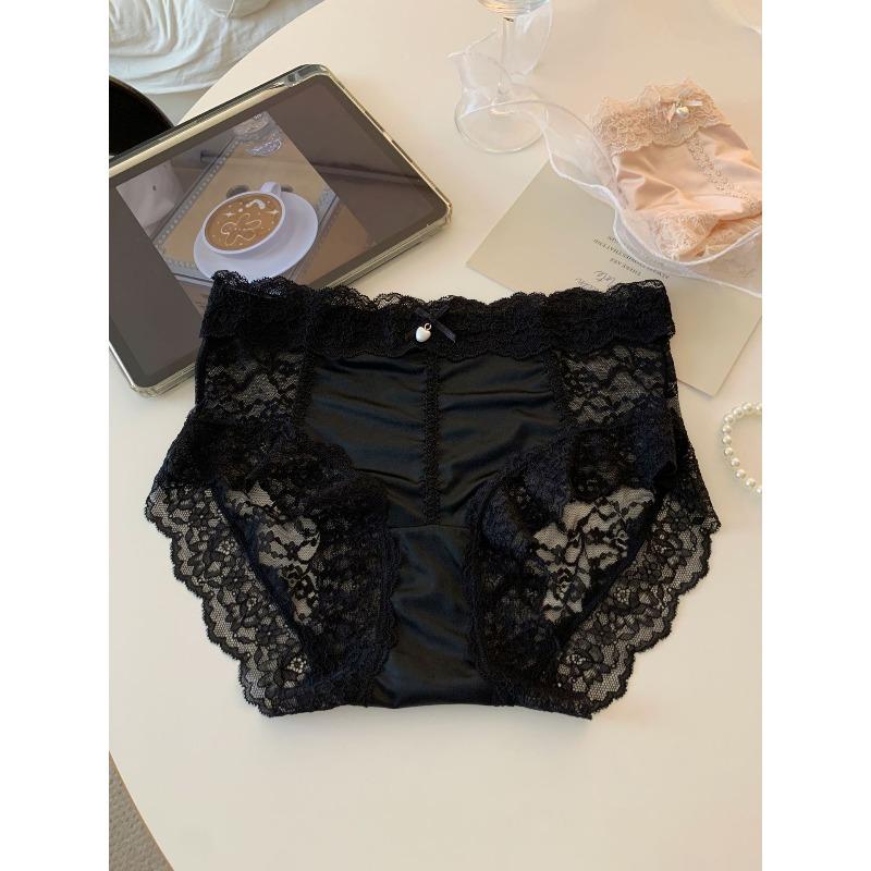Lady Summer New Style Sexy Pure Desire Jacquard Lace Cotton Crotch Bag Hip Middle Waist Triangle Briefs