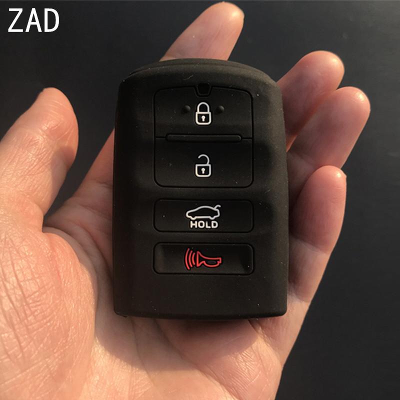 ZAD silicone rubber car key case cover shell skin holder protector for KIA Cadenza New K7 2013 2014 2015 2016 4 buttons key set