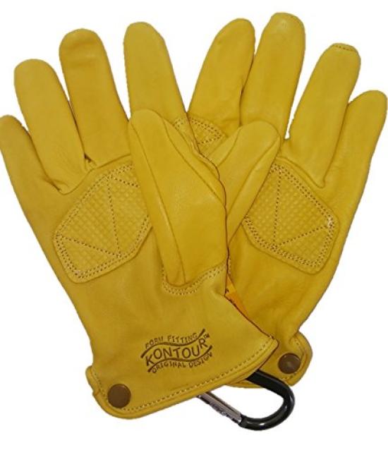 Kožené rukavice Caiman, zlaté, pro řidiče/práci/motocyklisty (M)