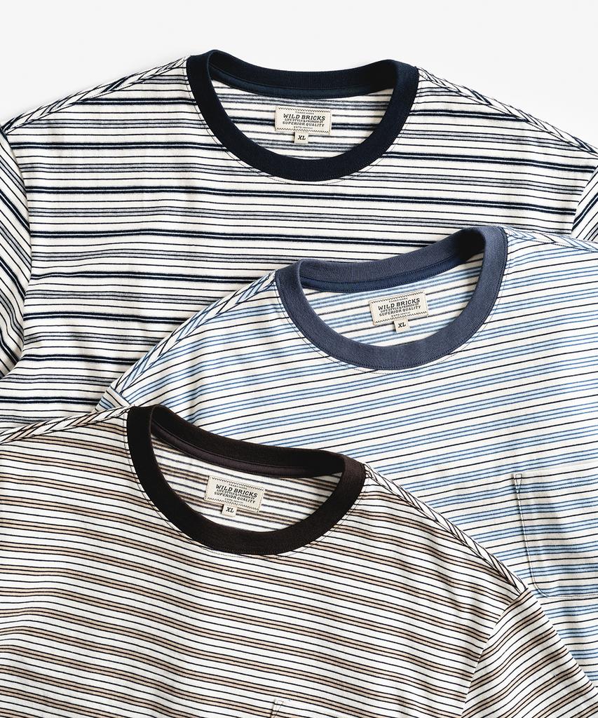 Waildeubeuligseu W25 Striped Pocket Tee (Brown)