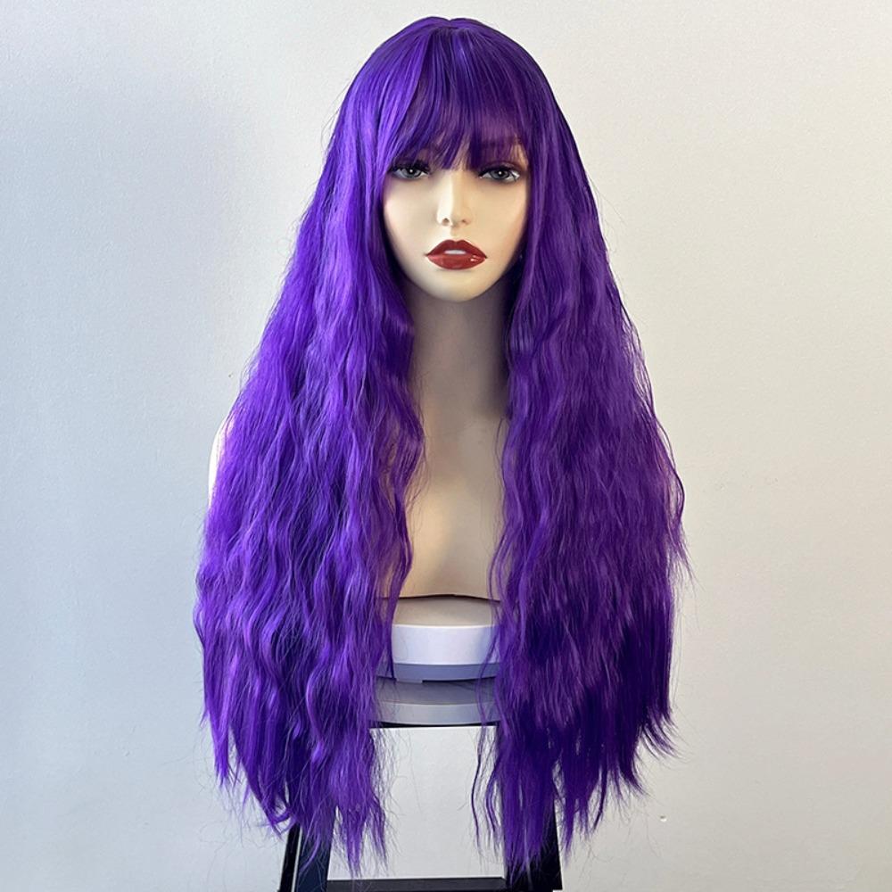Halloween Long Water Wave Wig Cosplay Women Layered Wigs Orange Brown Gold Curly Wigs  Carnival