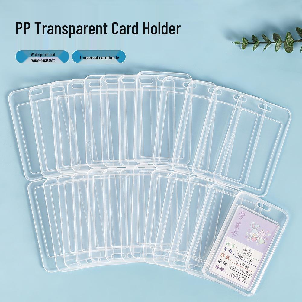 INS Style Transparent Flip-Top Card Holder: Durable Plastic Cover for Student, Work, Meal, Bank, and ID Cards.