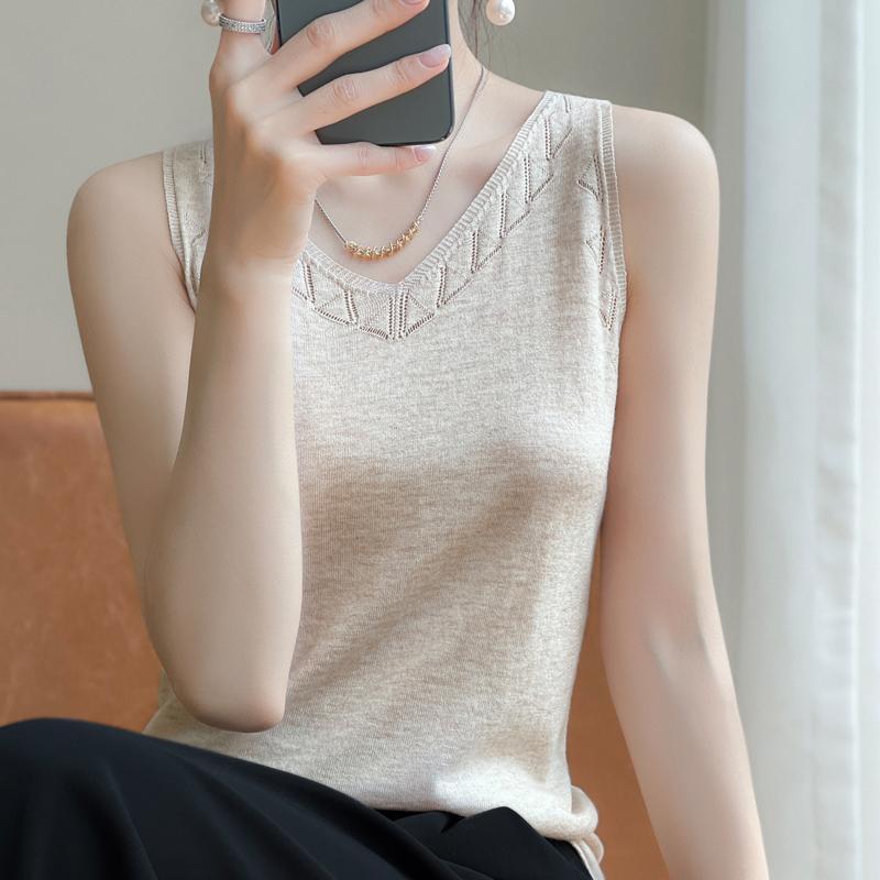 Women's worsted wool mulberry silk vest, Qinghe cashmere, 50% wool 50% mulberry silk, winter knitted pullover autumn sweater cashmere sweater