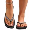 Women's Rhinestone Embellished Flip Flop Sandals Non Slip Sole Comfortable Footbed Lightweight Design Casual Summer Beach Shoes