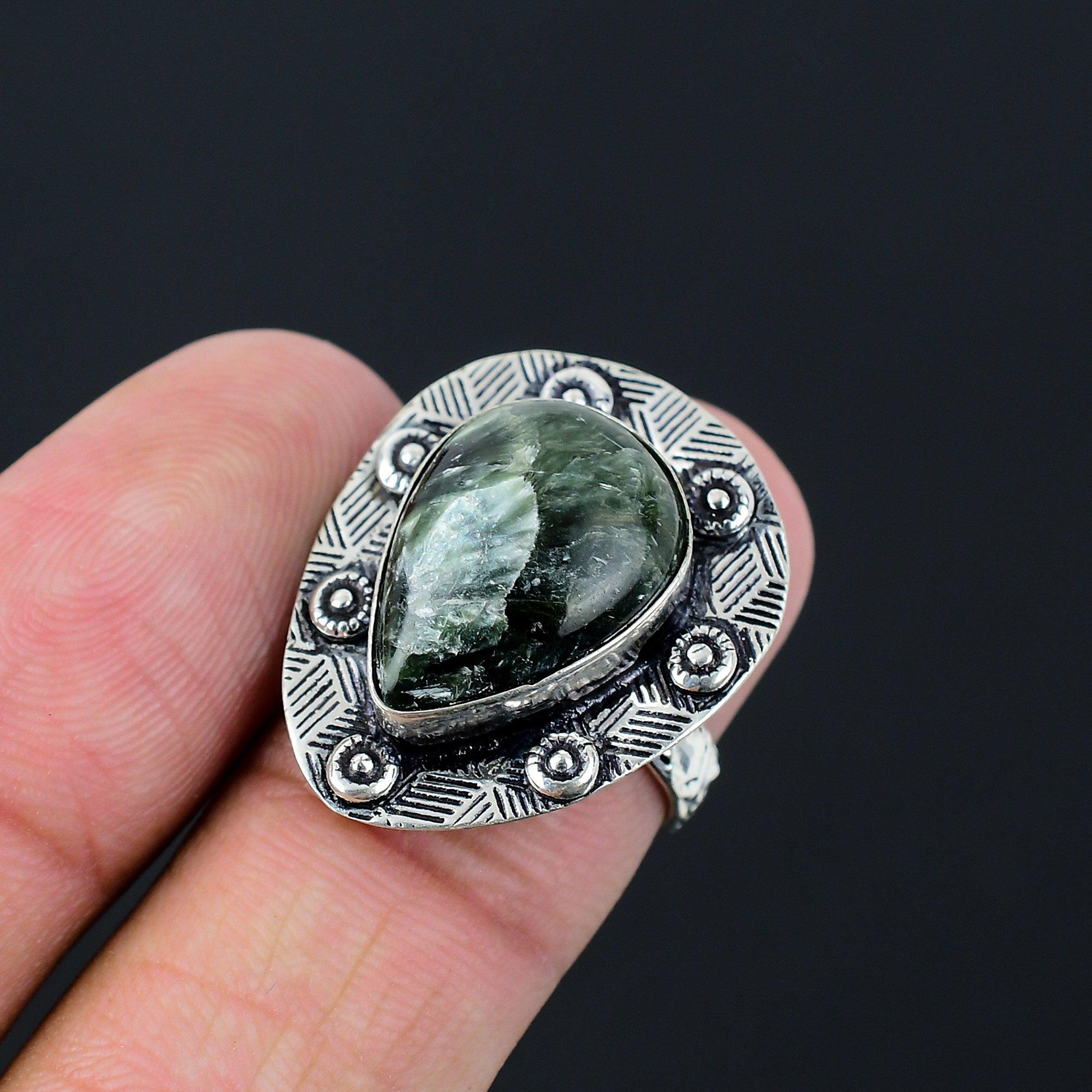 Gift For Women Promise Ring Size 7 925 Silver Natural Seraphinite Gemstone 7