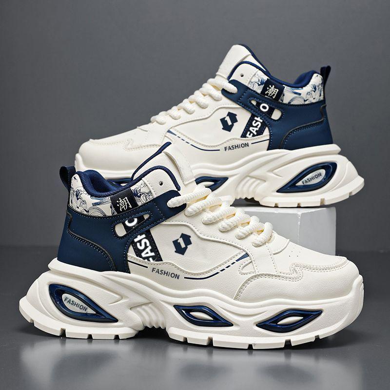 New ModelMen'S Shoes Spring Running Sports Shoes Versatile Heightening Platform High-Top Casual Dad Shoes