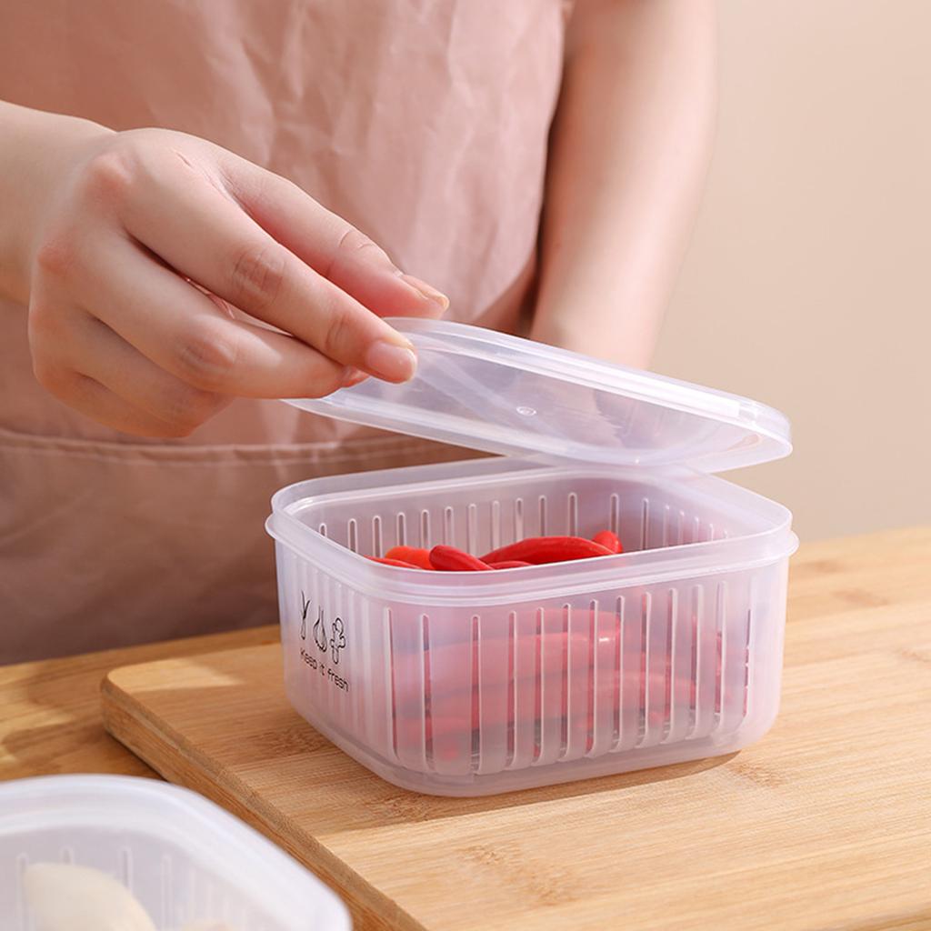 Food Storage Box Double Layer Multipurpose Chopped Green Onion Ginger Garlic Transparent Container