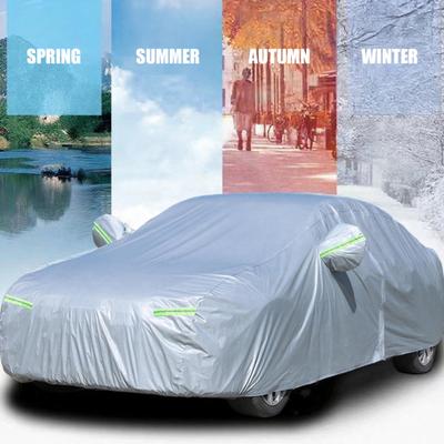Universele Autohoes voor Alle Seizoenen met Reflecterende Strepen Waterdicht UV-Reflecterend Sneeuwbestendig Winddicht Buiten Voertuighoes voor Zon Regen Sneeuw En Stof Universeel