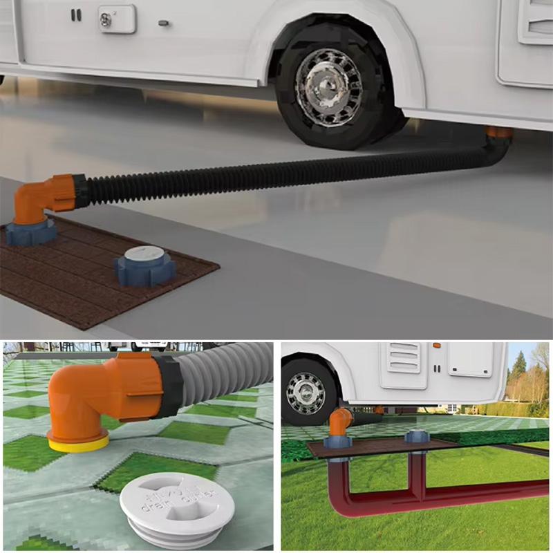 Schwerlast 3" RV Abwasserrohr 1,3m Kompakt 4,8m Ausgezogene Länge Stahl Drahtverstärkter Auslaufsicherer Schlauch für Fifth Wheel Wohnmobil Kastenwagen
