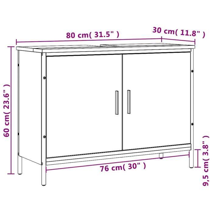 VidaXL Bathroom Vanity Cabinet, Sink Unit with Storage, Toilet Under-Sink Cabinet, Modern, Smoked Oak 842453