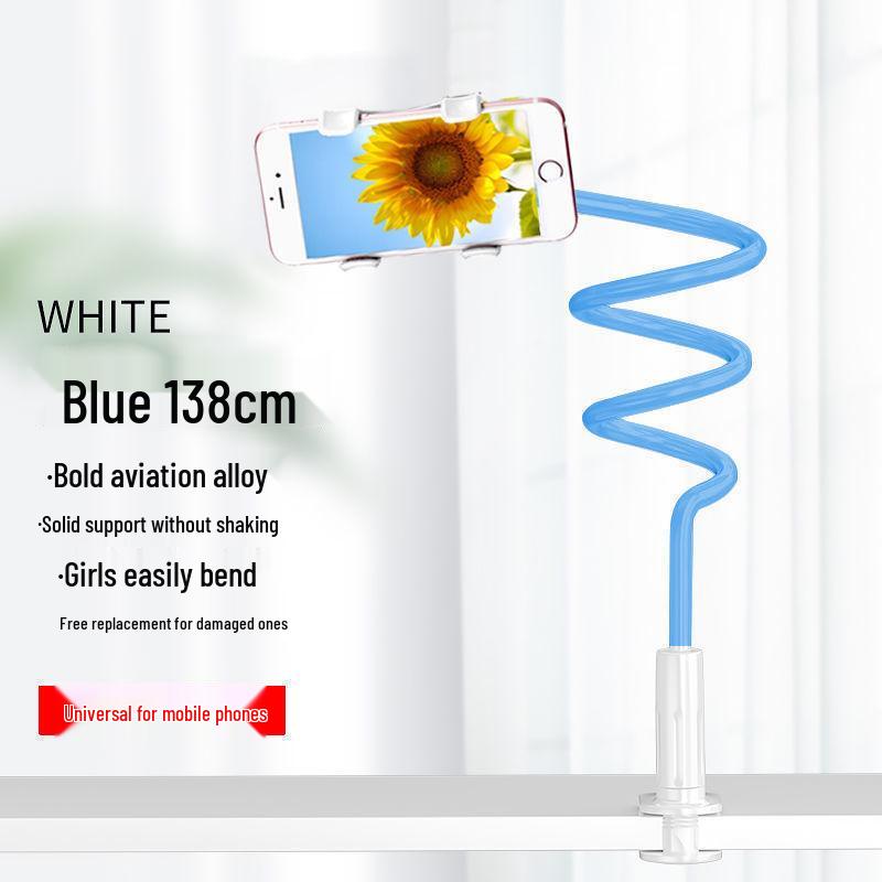 

Reinforced Blue & White Universal Spiral Mobile Holder for Bedside/Table 75cm Dual Clip Base синій