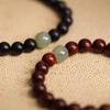 Unisex Sandalwood & Hetian Jade Bracelet with High-Density Wenge Wood & Golden Star Beads