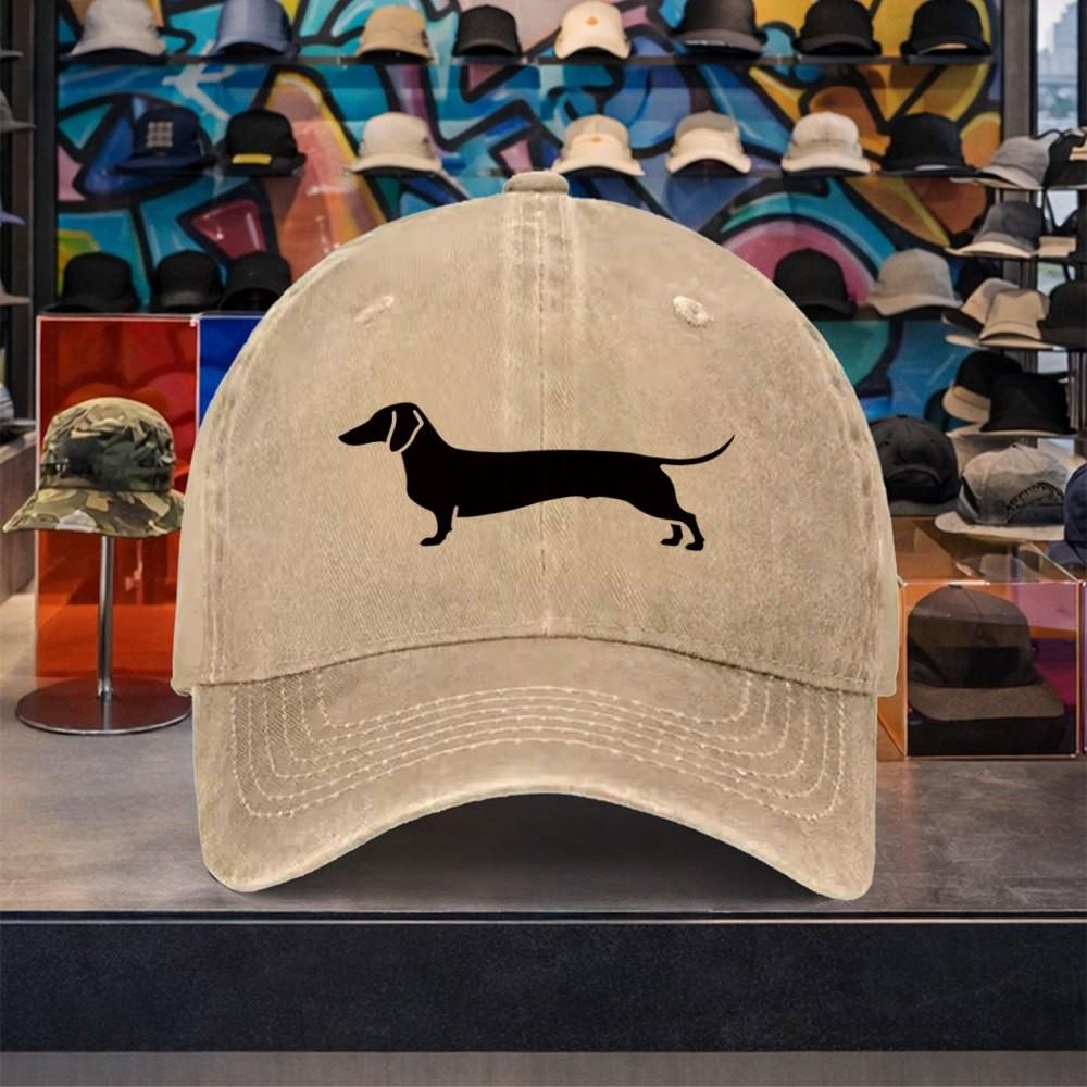 Dachshund Silhouette Baseball Cap Washed Cotton Adjustable Casual Curved Brim Hat for Unisex