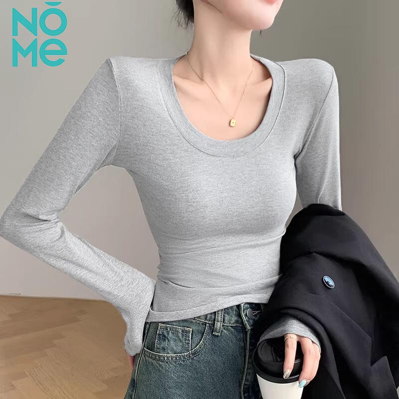 NOMe Women s Ribbed Long Sleeve Round Neck T-shirt L