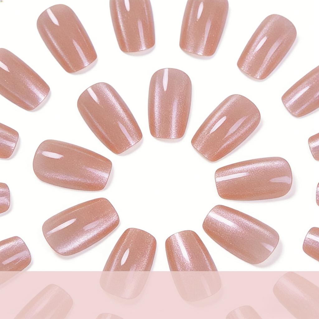 24 Nail Art Nail Pads, Simple Nude Cat Eyes, Small Fresh Fake Nail Patches, Wearing Nail