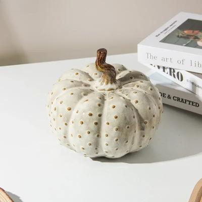 Ceramic Pumpkin Ornament Handmade Pumpkin Easter Porcelain Handicraft Simulation Plant Sculpture Ornaments Home Decoration