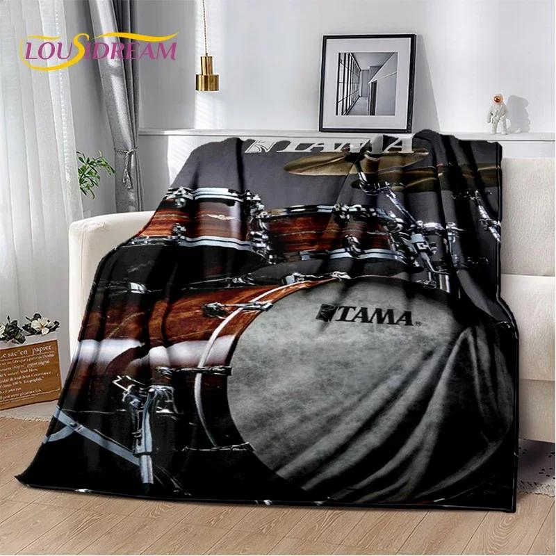 Style Music Instrument Drum Kit Throw Blanket Soft Cozy Blanket for Home Bedroom Bed Sofa Travel Child Gift
