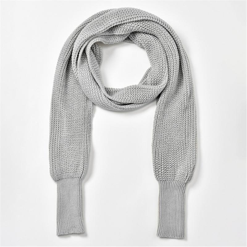 Womens Crossed Back Knitted Cover Up Scarf with Sleeves Sweater Shawl Wrap Shrug Layering Solution For Chilly Environment