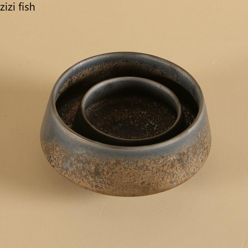 Coarse Pottery Dessert Bowl Ceramic Dinner Plate Vintage Rice Bowl Soup Bowls Fruit Plate Salad Bowls Dim Sum Dish Snack Tray