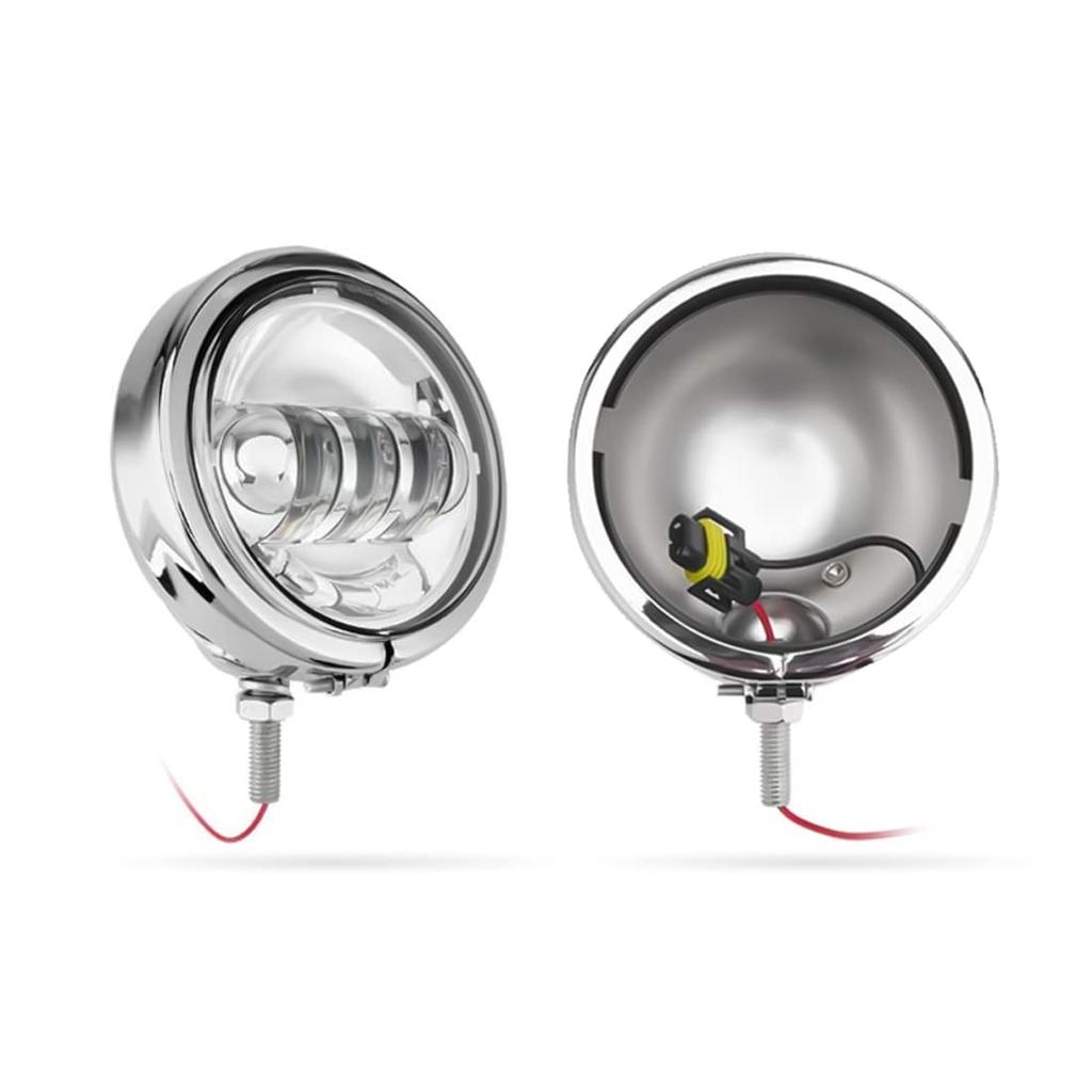 VOSICKY Harley Davidson Motorcycle Car Universal Refurbishment 4.5 Inch LED Fog Light Shell Auxiliary Light Shell Set of 2 (Silver)