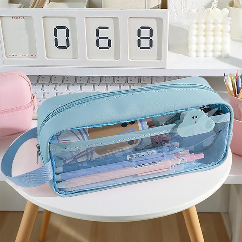 Transparent Large Capacity Pencil Bag INS Style School Case Stationery Holder Waterproof Portable Pen Case Pencil Storage Bag