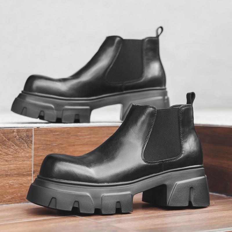 

New Martin boots men s Chelsea short boots British autumn and winter high-top leather shoes 16893-J 38 чёрный